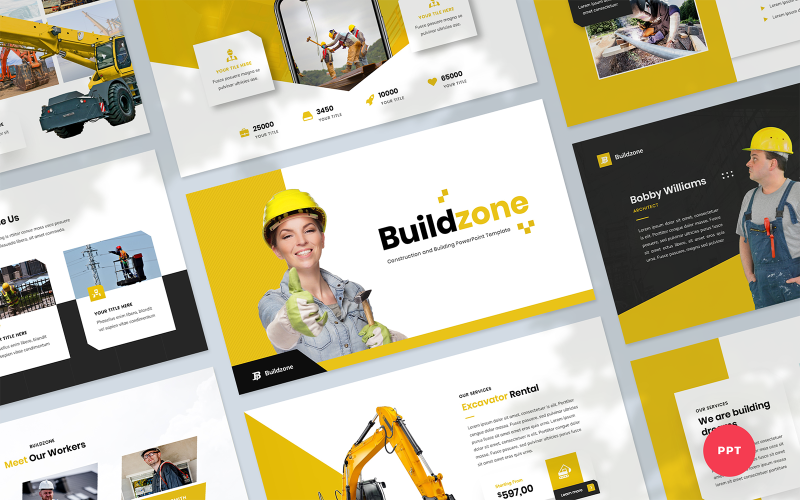 Buildzone - Construction and Building Presentation Template PowerPoint Template