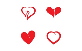 Love heart red symbol logo or icon template v12