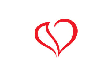 Love heart red symbol logo or icon template v13