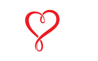 Love heart red symbol logo or icon template v14