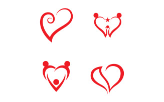 Love heart red symbol logo or icon template v17
