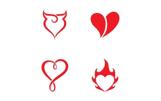 Love heart red symbol logo or icon template v18