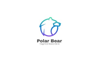 Polar Bear Line Art Gradient Logo Style
