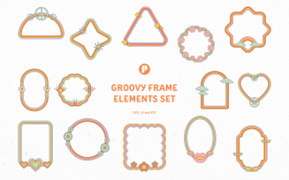 Warm Groovy Frame Elements Set