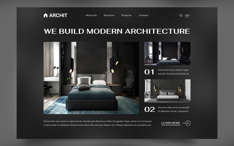 Architecture Website Hero Section UI Element