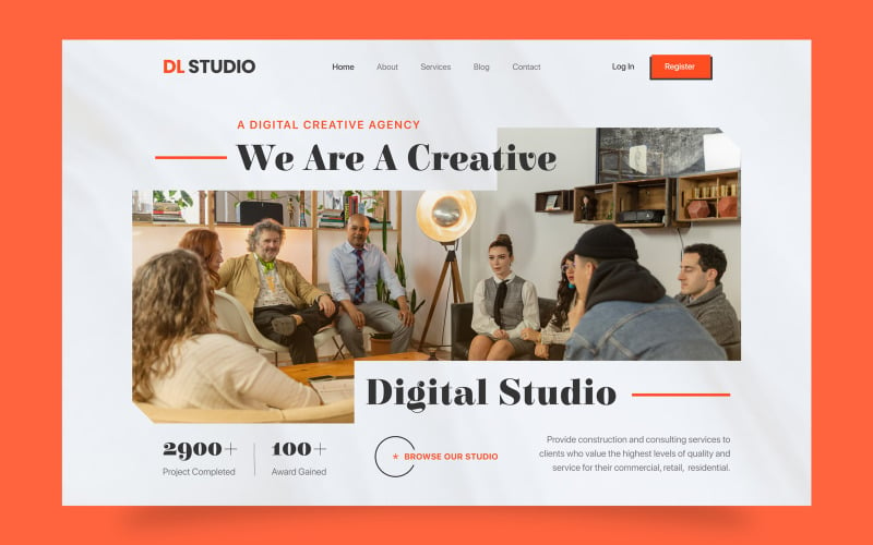 Creative Studio Website Hero Section UI Element