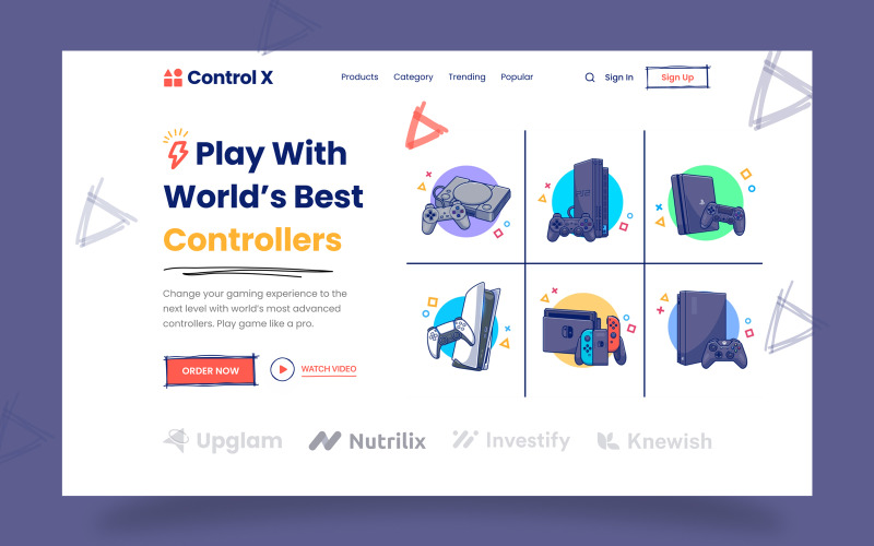 Game Controller Website Hero Section UI Element