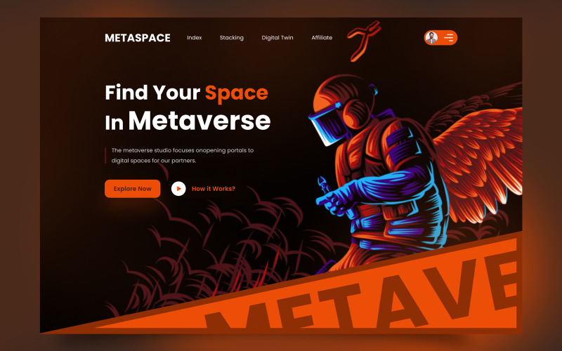 Metaverse Website Hero Section UI Element