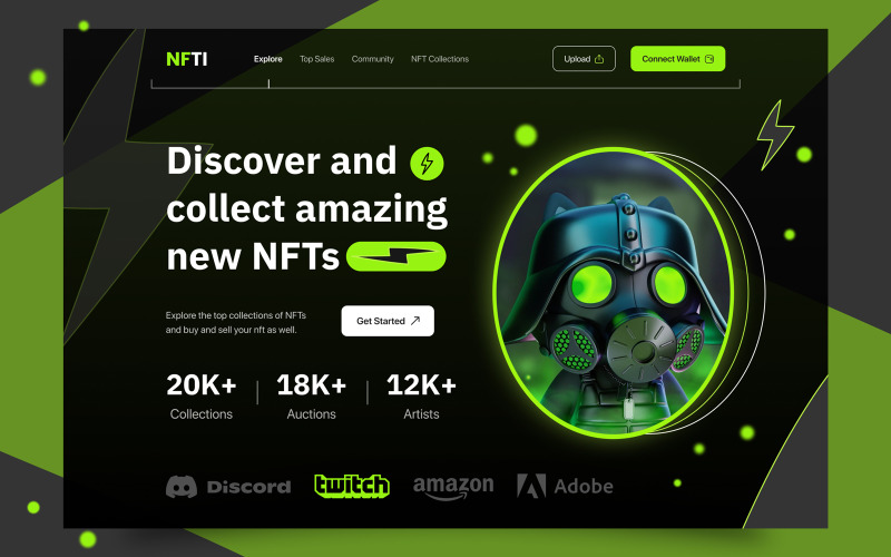 NFT Website Hero Section UI Template 02 UI Element