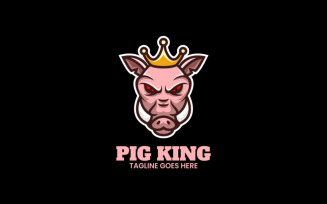 Pig King Simple Mascot Logo Style
