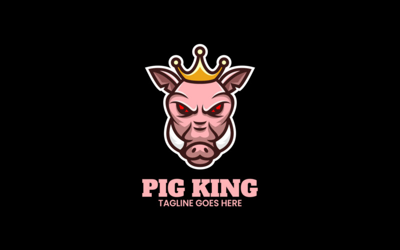 Pig King Simple Mascot Logo Style Logo Template