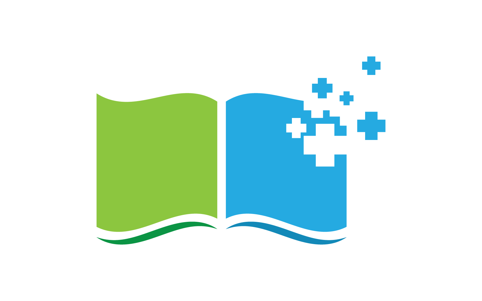 Pixel Book onderwijs logo sjabloon vector plat ontwerp