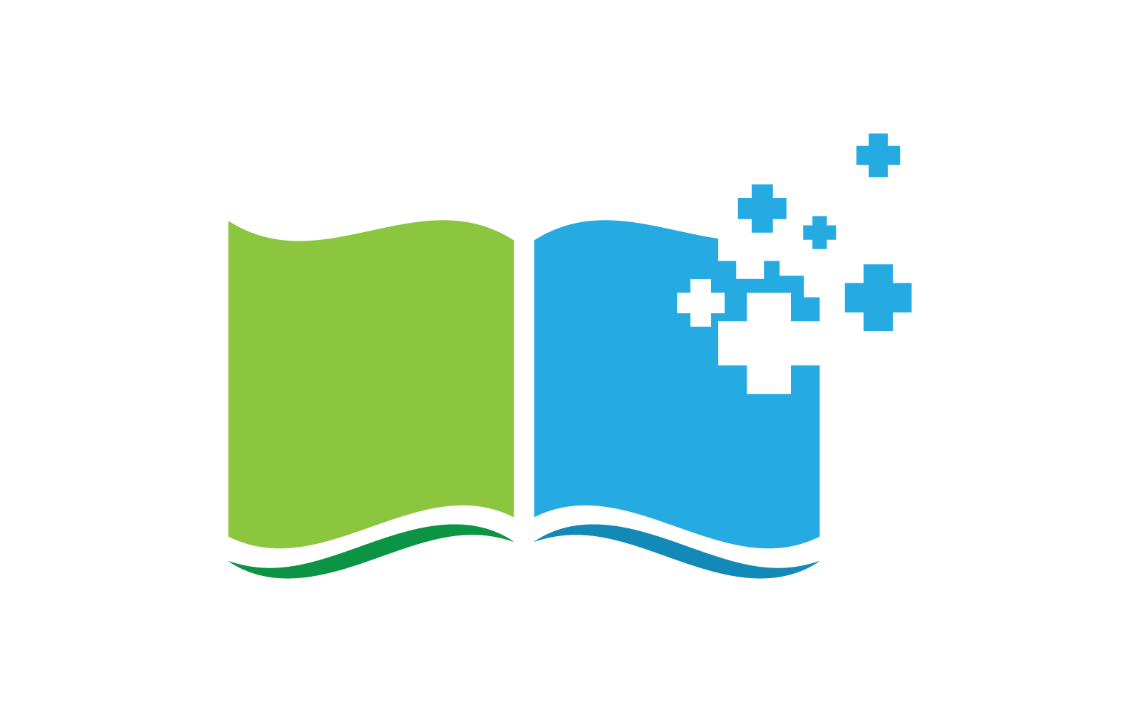 Pixel könyv oktatási logó sablon vektor lapos kivitel