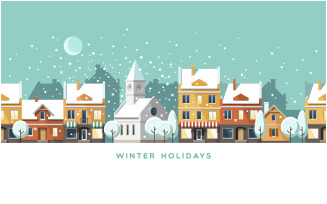 Winter Town Urban Winter Landscape Illustration