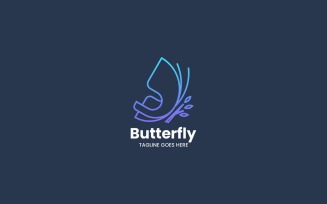 Butterfly Line Art Gradient Logo Vol.6