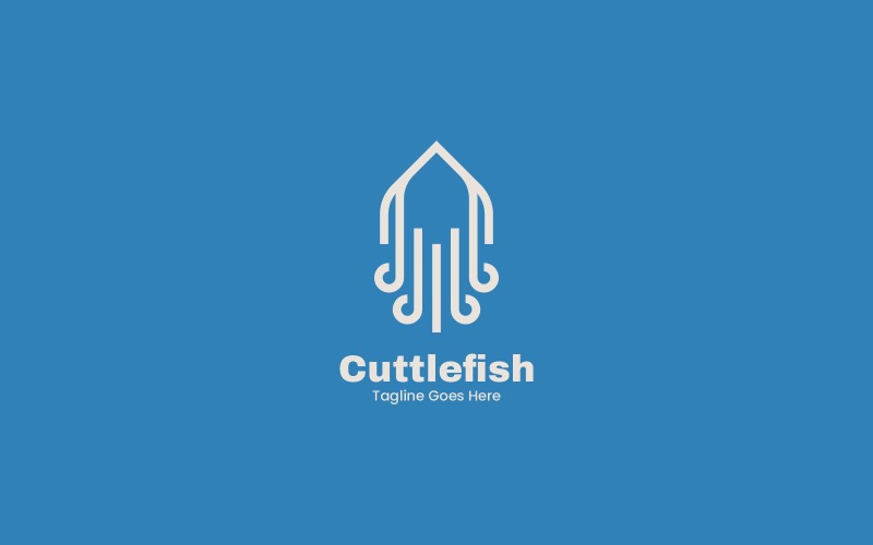Cuttlefish Line Art Logo Style Logo Template