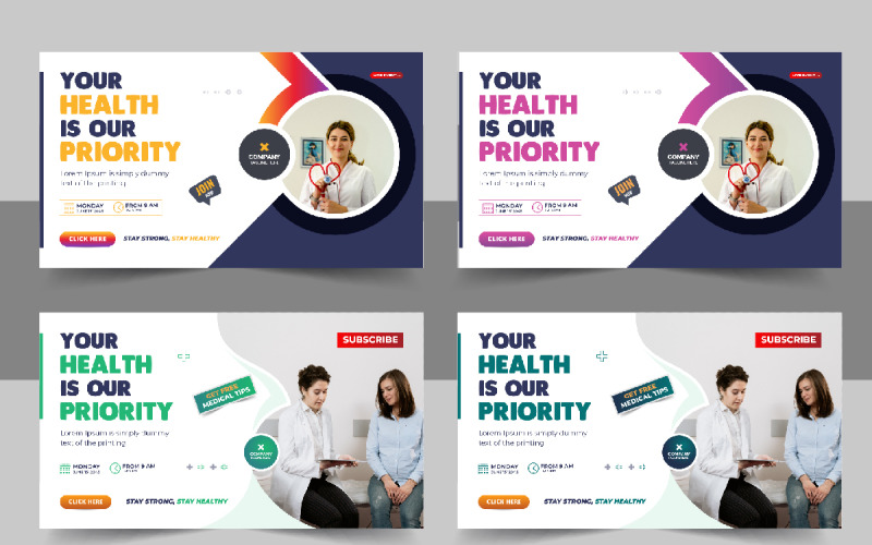 Medical and Hospital YouTube Thumbnail Design Template 05 Social Media