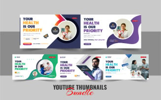 Medical and Hospital YouTube Thumbnail Design Template bundle