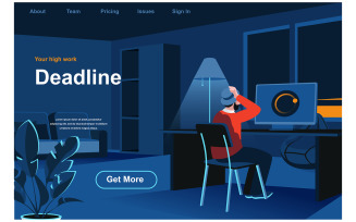 Work Deadline Isometric Web Page Flat Concept Illustration