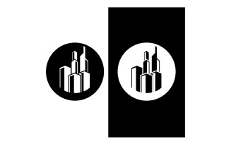 Modern city line building design logo or element vector v11