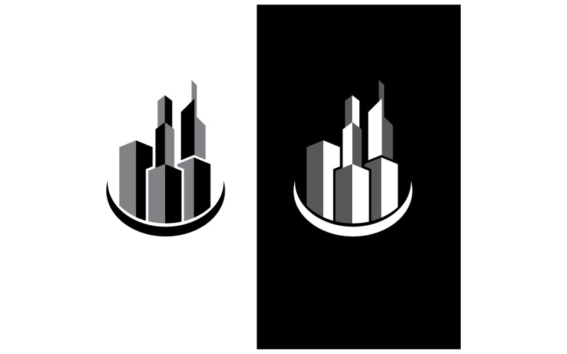 Modern city line building design logo or element vector v12 Logo Template