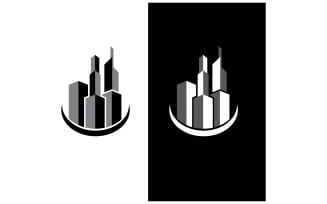 Modern city line building design logo or element vector v12