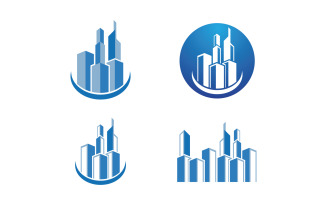 Modern city line building design logo or element vector v13