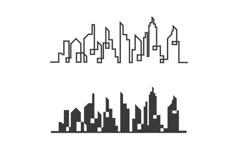 Modern city line building design logo or element vector v14 Logo Template