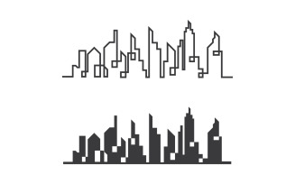 Modern city line building design logo or element vector v14