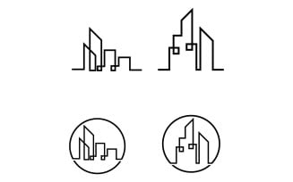Modern city line building design logo or element vector v1