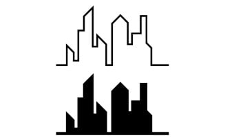 Modern city line building design logo or element vector v3