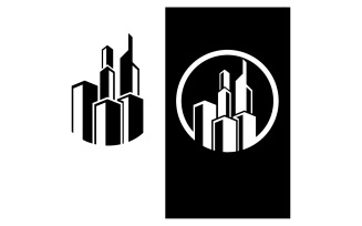 Modern city line building design logo or element vector v4