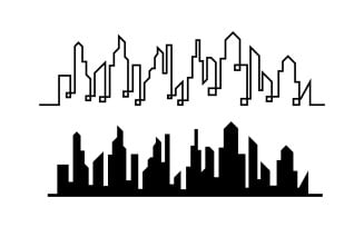 Modern city line building design logo or element vector v5