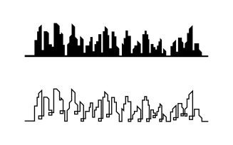 Modern city line building design logo or element vector v6