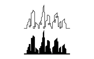 Modern city line building design logo or element vector v7