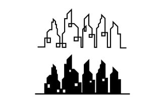 Modern city line building design logo or element vector v8