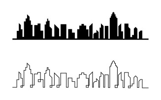 Modern city line building design logo or element vector v9