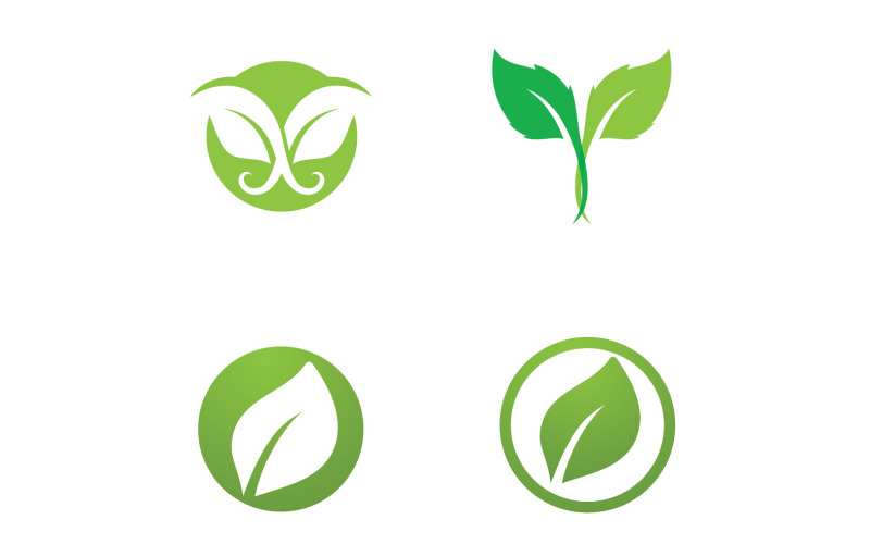 Eco leaf green tree tea leaf and nature leaf logo v52 Logo Template