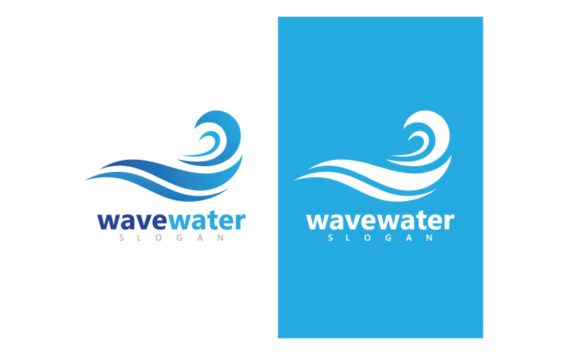 Wave water beach blue logo and symbol vector v1 Logo Template