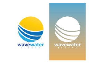Wave water beach blue logo and symbol vector v6