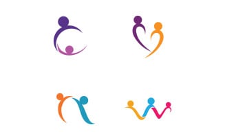 Community group and family care or adoption logo vector v31