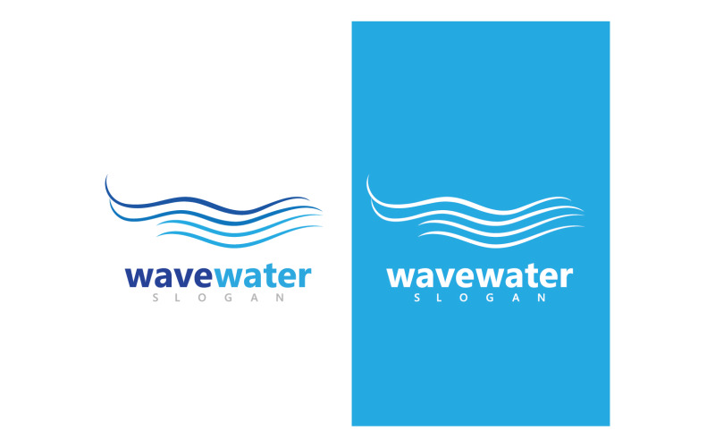 Wave water beach blue logo and symbol vector v10 Logo Template
