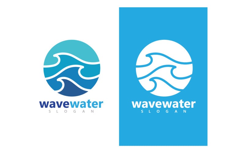Wave water beach blue logo and symbol vector v11 Logo Template