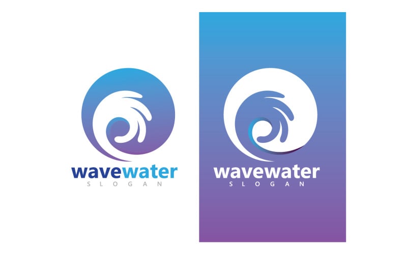 Wave water beach blue logo and symbol vector v12 Logo Template