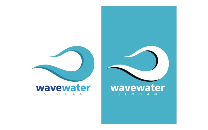 Wave water beach blue logo and symbol vector v14 Logo Template