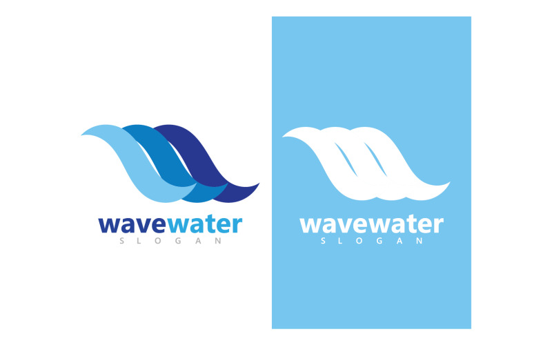 Wave water beach blue logo and symbol vector v15 Logo Template