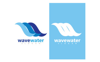 Wave water beach blue logo and symbol vector v15