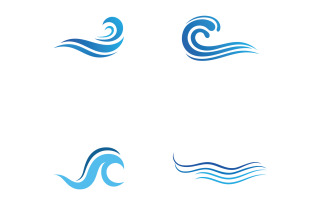 Wave water beach blue logo and symbol vector v17
