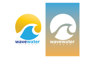 Wave water beach blue logo and symbol vector v8