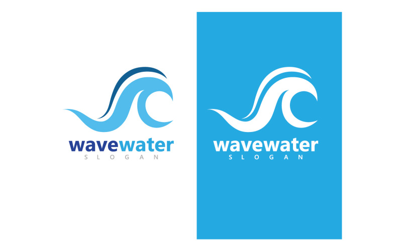Wave water beach blue logo and symbol vector v9 Logo Template